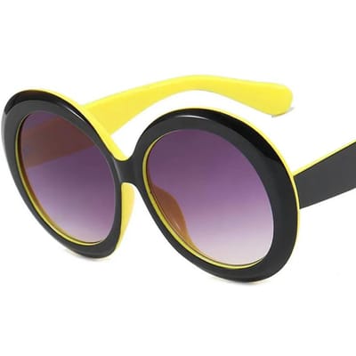 Unisex Grote Ronde Zonnebril Bril Dames Nieuwste Trendy Vintage Oversized Zonneklepbril Klassiek Verloop Zwart Glas Luxe Brillen 1PC