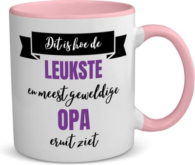 Akyol - meest geweldige opa koffiemok - theemok - roze - Opa - beste opa - verjaardagscadeau - cadeau voor opa - kado - 350 ML inhoud