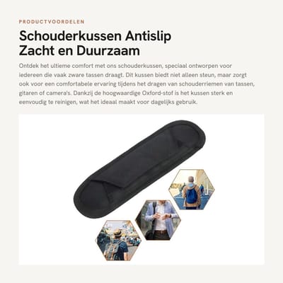 Dailygoods- Schouderkussen Antislip - Zacht Kussen - Schouderpads - Rugzakken - Camera-/Gitaarriemen - Hoogwaardige Oxford-stof - Schouderpad