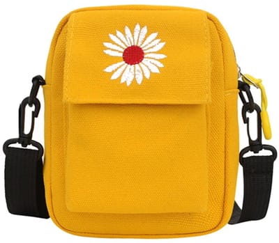 Allecto - Mini Schoudertas - Daisy Canvas Tas - Handige Crossbody voor Vrouwen - Geel - Perfect voor Werk en Vrije Tijd - Ideaal voor Tieners
