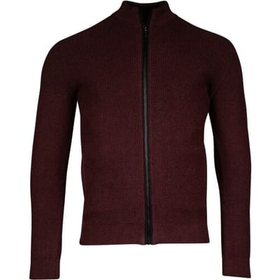 Baileys Vest Zip Allover Structure Knit Aubergine / male