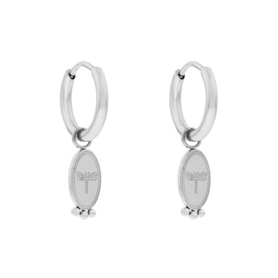Essentialistics - Oorbellen minimalistisch met hanger libelle - Nikkelvrij - Zilverkleur - Stainless steel (verkleurt niet) - Kliksluiting
