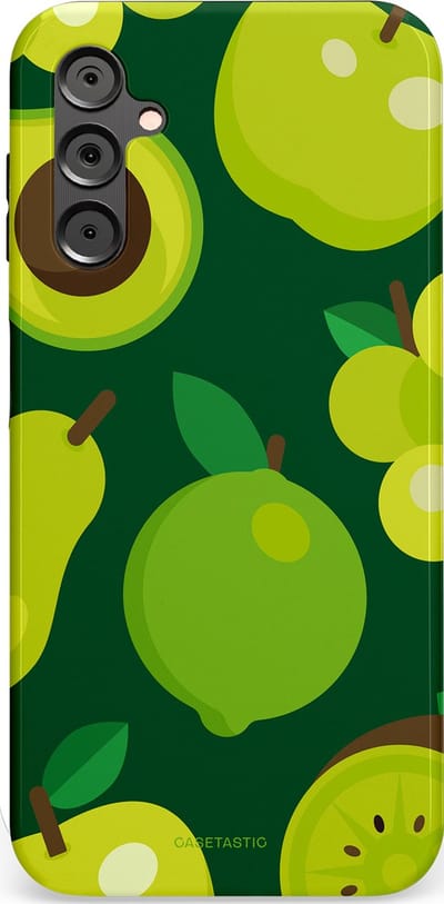 Casetastic Hoesje Geschikt voor Samsung A14 (5G/4G) - Stijlvolle Beschermende Duo-layer Case - Peren Appel Groen