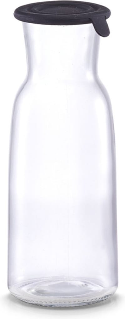 Zeller glazen karaffen - met siliconen deksel - 700 ml - waterkaraf - D8 x H21 cm - karaf