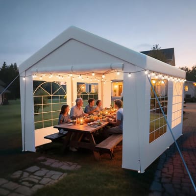 Partytent - Feestdak - Buitenfeesten - Waterdicht met zijwanden - 3 x 4 meter - Wit