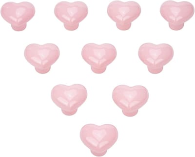 Kastknoppen Set - Keramische Hart Knoppen - 10 Stuks - Roze Deurklink Ladehandvat - Voor Kledingkast Keuken Meubels - Romantisch Design