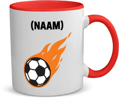 Akyol - voetbal met eigen naam koffiemok - theemok - rood - Voetbal - voetballer - sport - 350 ML inhoud