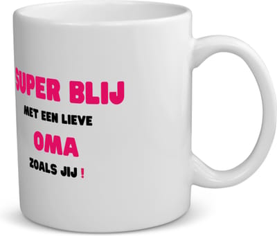 Akyol - super blij met een lieve oma zoals jij koffiemok - theemok - Oma - de liefste oma - verjaardag - cadeautje voor oma - oma artikelen - kado - geschenk - 350 ML inhoud