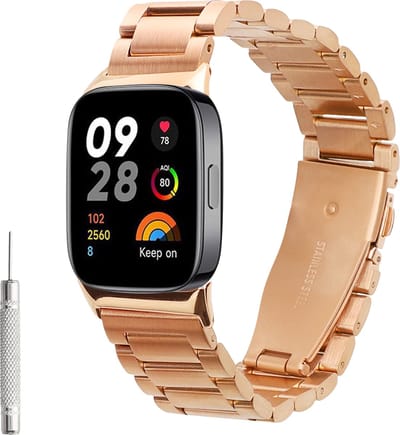kwmobile Vervangend horlogebandje geschikt voor Xiaomi Smart Band 8 Pro / Band 9 Pro / Redmi Watch 5 / Redmi Watch 4 - 14 - 22 cm RVS horloge bandje - roségoud