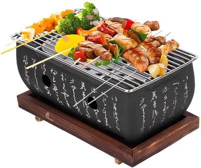 Dailygoods- Barbecue Grill Japanse Stijl - Mini BBQ - Houtskool Kachel - Duurzaam Materiaal - Keramische Grill - Ideaal voor Kamperen