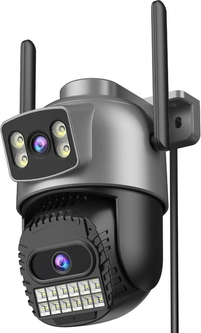 Buiten Camera - Beveiligingscamera PTZ - Huis Bewaken - Dual Lens 2.5K - 30M Nachtzicht - Zwart