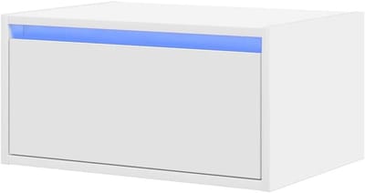 Nachtkastje met LED - Wandkastje Bijzettafel - Slaapkamer Decoratie - Wandmontage Ontwerp - 51 cm - Wit