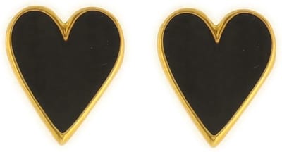 Behave - Dames oorbellen - Goudkleur zwart - Hartvorm - Statement chic