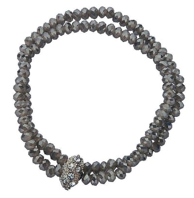 Behave - Armband grijze facetkralen zilverkleur hanger - feest chic