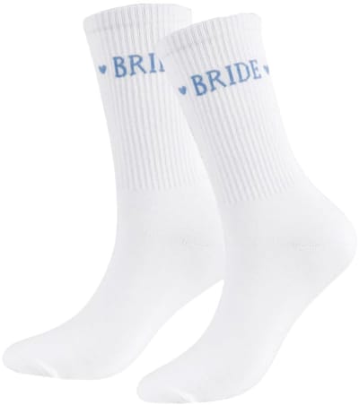 Dailygoods- Bruidssokken Zachte Katoenen - Cadeau Bruidsmeisjes - Huwelijk - Verloving - Wit/Blauw - Comfortabel en Schattig - Sokken