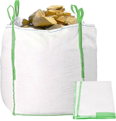 Springos Big Bag 1000 kg Zak - Sterk Voor Puin - 120x90x90 cm - Handvatten - Wit