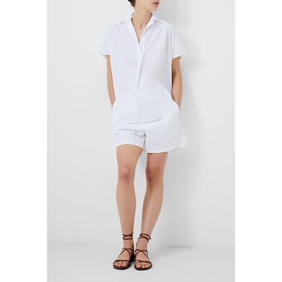 French Connection Cele S/less Embroidery Top White Maat: M | Blouses Outlet | Dames | Wit