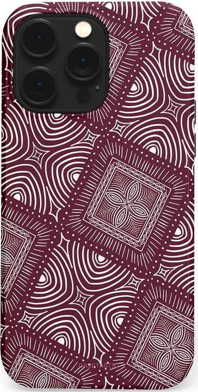 Casetastic Hoesje Geschikt voor Apple iPhone 14 Pro Max Magsafe - Stijlvolle Beschermende Duo-layer Case - Bohemien Rood Design
