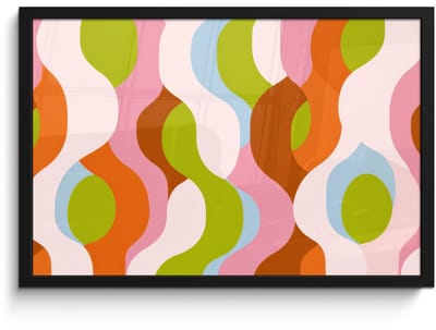 Poster in lijst - Fotolijst 60x40 cm - Posters - Abstract - Vormen - Roze - Posterlijst zwart - Decoratie - Wanddecoratie woonkamer - Muurdecoratie slaapkamer