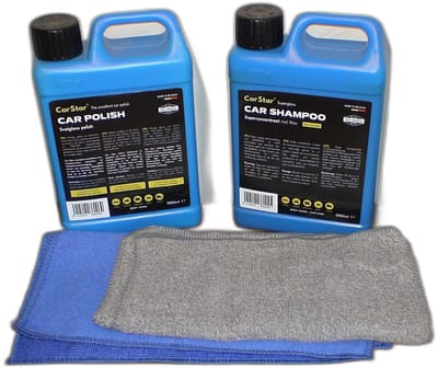 Car Star PROMO - 1 L Polish + 1 L Shampoo met Wax - Optimale Reiniging en Diepe Glans - plus 2 microvezeldoeken