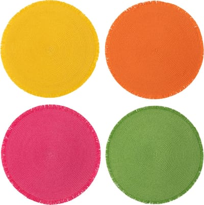 J-Line placemat Rond - papier - mix - 4 stuks