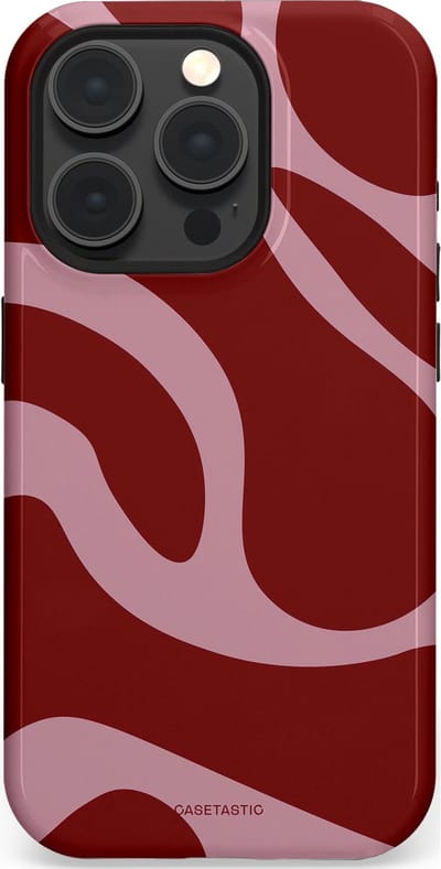 Casetastic hoesje geschikt voor Apple iPhone 15 Pro - MagSafe - Dubbellaagse bescherming - Roze Rode Framboos Blobs - Fashion Case - Bordeaux Lila