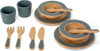 Houten Eetservies Smaragdgroen (12 delig)