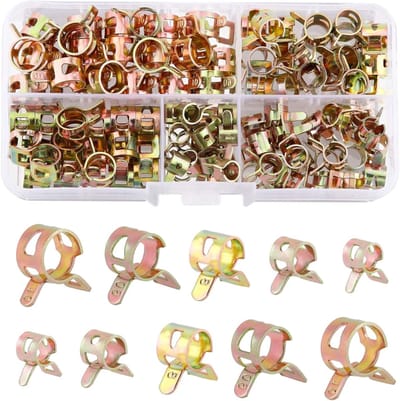 Dailygoods- Slangklemmen 100 Stuks - Veerklemmen - Corrosiebestendig - 360-Graden Binnenring - Duurzaam - Voor Luchtslang en Brandstofleiding - Veerbandklemmen