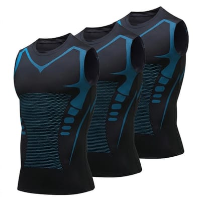 Zwart compressie sport shirt heren maat S tanktop singlet – mouwloos sport top – ademend training shirt met ronde hals – elastisch fitness shirt voor hardlopen fitness basketbal – aansluitende basislaag – set van 3