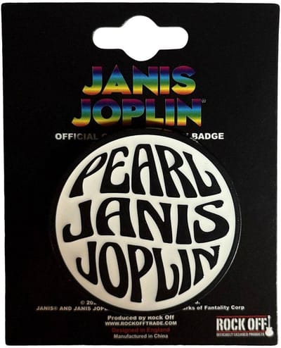 Janis Joplin - Pearl Emblem Mono Pin - Gebroken wit/Zwart