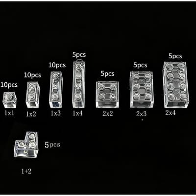55 Pièces Briques Particules Compactes Mélangées Transparentes Claires Épaisses Pièces en Vrac Blocs de Construction Cadeaux Jouets idéal pour les Enfants gray