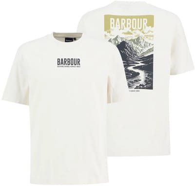 BARBOUR Morden Relaxed Graphic T-shirt Polo's & T-shirts Heren - Polo shirt - Ecru - Maat L