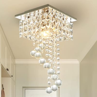 Kroonluchter - Moderne Kristallen Plafondlamp - Luxe Kristal - Ø 40 cm - E14 Fitting - Zilver - Hanglamp voor Woonkamer, Slaapkamer & Hal