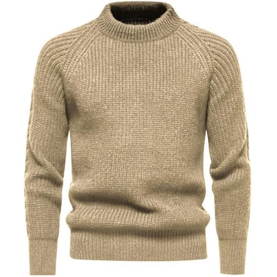 Amerikaanse Retro Trui Heren Herfst en Winter Effen Kleur Ronde Hals Gebreide Trui Heren Trui XXXL beige
