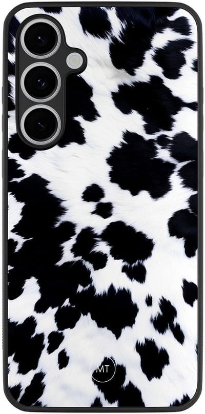 Hoesje geschikt voor Samsung Galaxy S24 FE - Koeienprint - TPU Hard Case Backcover - Zwart, Wit - Mooie Telefoonhoesjes