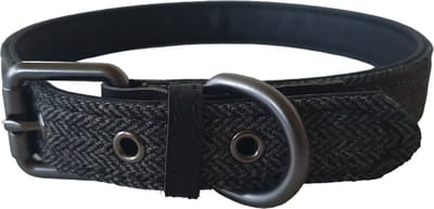 51 Degrees North Milano Hondenhalsband - Visgraat geweven polyester - Herringbone / Grey - Breedte: 16 mm - Nekomtrek: 28 - 35 cm (GELIEVE ALVORENS BESTELLEN OPMETEN)