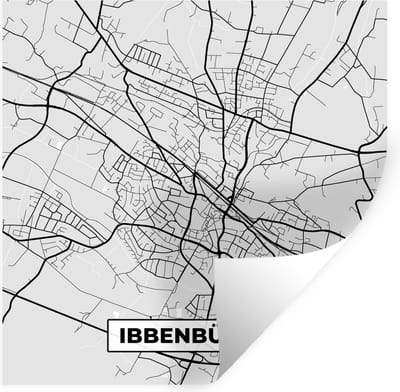 Muurstickers - Sticker Folie - Ibbenbüren - Kaart - Plattegrond - Stadskaart - Duitsland - 100x100 cm - Plakfolie - Muurstickers Kinderkamer - Zelfklevend Behang XXL - Zelfklevend behangpapier - Stickerfolie