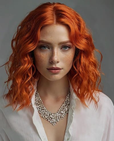 Korte Golvende Oranje Pruik voor Vrouwen met Natuurlijke Look en Lace, Perfect voor Feest en Kostuum