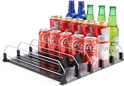 Famanu – Automatische blikjeshouder voor koelkast, geschikt voor ca. 25 bier- en frisdrankblikjes