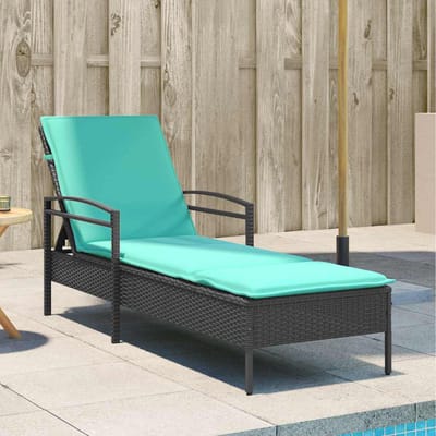 vidaXL - Verstelbare - zonnebank - met - 3 - posities - poly - rattan - Zwart
