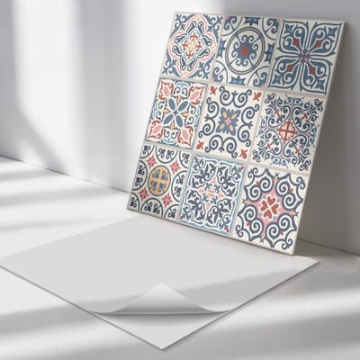 Wallfluent Vinyl Tegels - Mozaïekstijlpatronen Zelfklevende Vinyltegels - 30 cm x 30 cm - Blauw Vinyl Tegels - 9 stuks - Vierkant PVC Tegels - Texturen Plaktegels - Vloer Tegels PVC - Plaktegels Keuken en Badkamer