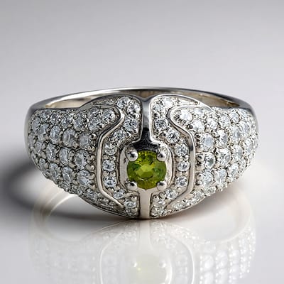 Cavill - Zilveren Ring - 925 Sterling Zilver Verguld - Koper Toermalijn 0,15 ct Mozambique - Cambodjaanse Zirkonia's 1,188 ct - Elegante Moderne Ring