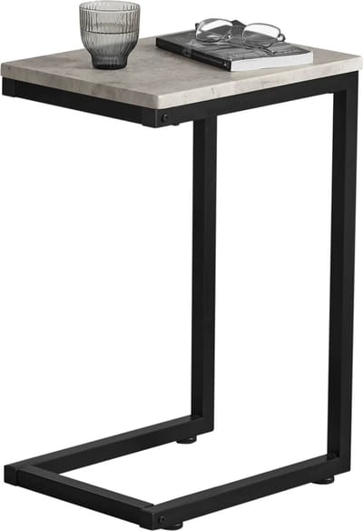Mara Bijzettafel - Salontafel - Laptoptafel - Nachtkastje - Metaal - MDF - Grijs - 30 x 40 x 60 cm