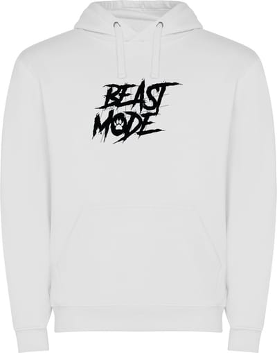 Witte unisex hoodie met “ Kleurrijke Beast Mode – Krachtige Mindset – Klauw “ Print Full Color merk Roly maat 3XL