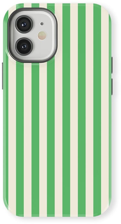 DripCase Gestreept Hoesje geschikt voor iPhone 12 | Backcover met Mag | Stripes Motief | Trendy Case geschikt voor iPhone 12 met Strepen Pistachio Cream