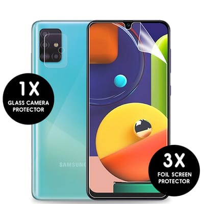 imoshion Screenprotector Folie 3 Pack + Camera Protector Glas voor de Samsung Galaxy A51