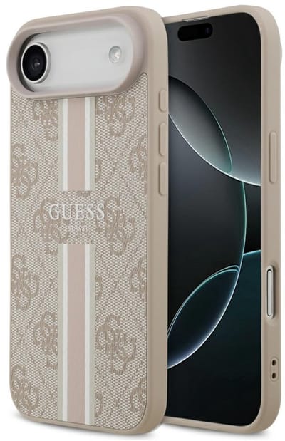 Hoesje geschikt voor Apple iPhone Air - Guess 4G Printed Stripes Hard Case Back Cover - Geschikt voor MagSafe - Roze