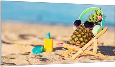 TMK ArtDeko - Beschermende Glasplaat voor Kookplaat - 90x52 cm - Ananas - Kleurrijke Grafiek