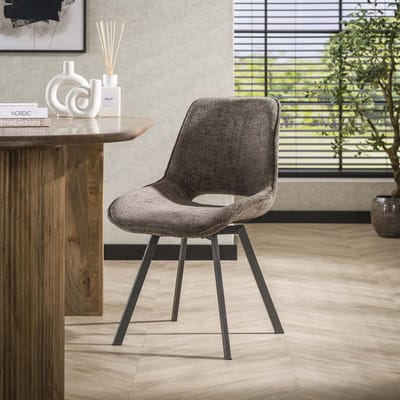 Dimehouse Set van 4 eetkamerstoelen Riviera Rich Taupe draaibaar - Chenille - Scandinavisch & Basic