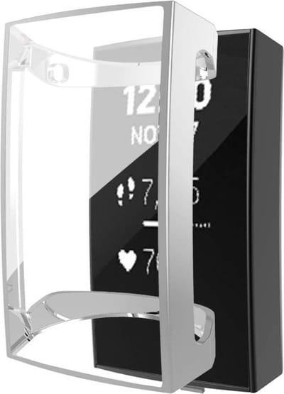 KELERINO. Full cover hoesje geschikt voor Fitbit Charge 3 - Siliconen - Zilver